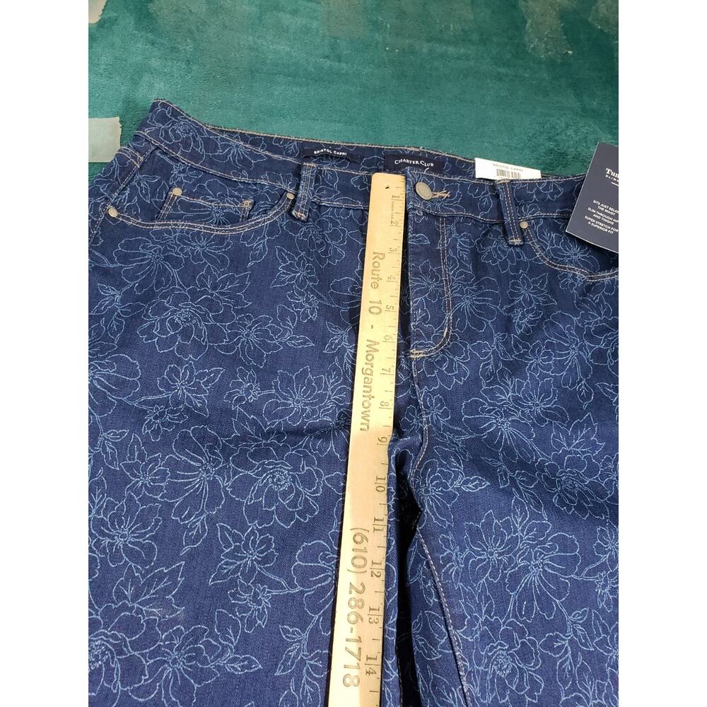 Charter Club Jeans Size 14 Womens Blue Mid Rise Pants Ladies Bristol Capri NWT - Picture 10 of 16